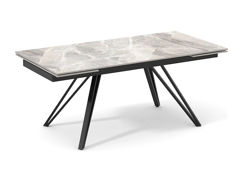 Table 180 à 260 cm céramique marbré laqué pieds en V - DAKOTA 10