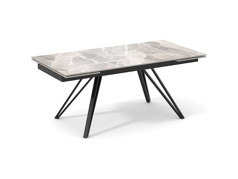 Table 180 à 260 cm céramique marbré laqué pieds en V - DAKOTA 10