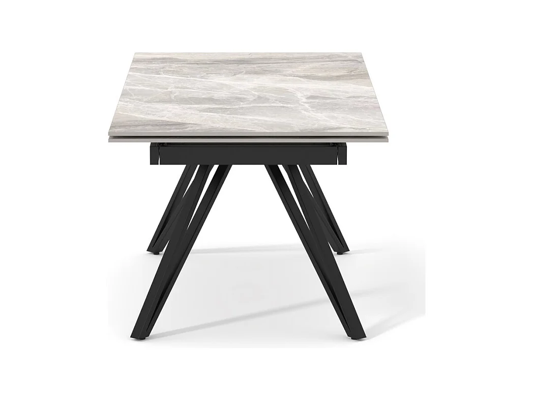 Table 180 à 260 cm céramique marbré laqué pieds en V - DAKOTA 10