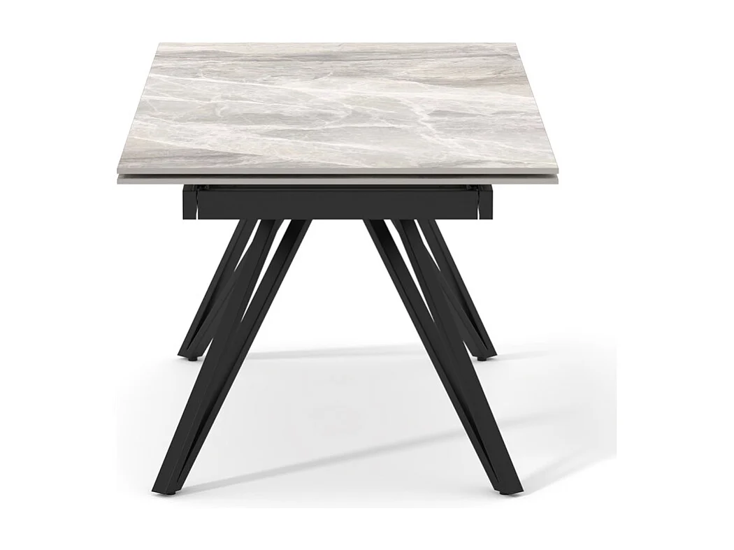 Table 180 à 260 cm céramique marbré laqué pieds en V - DAKOTA 10