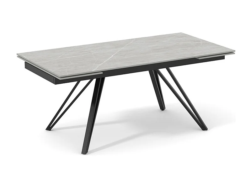 Table 180 à 260 cm céramique gris marbré pieds en V - ARIZONA 10