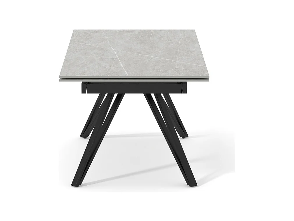 Table 180 à 260 cm céramique gris marbré pieds en V - ARIZONA 10