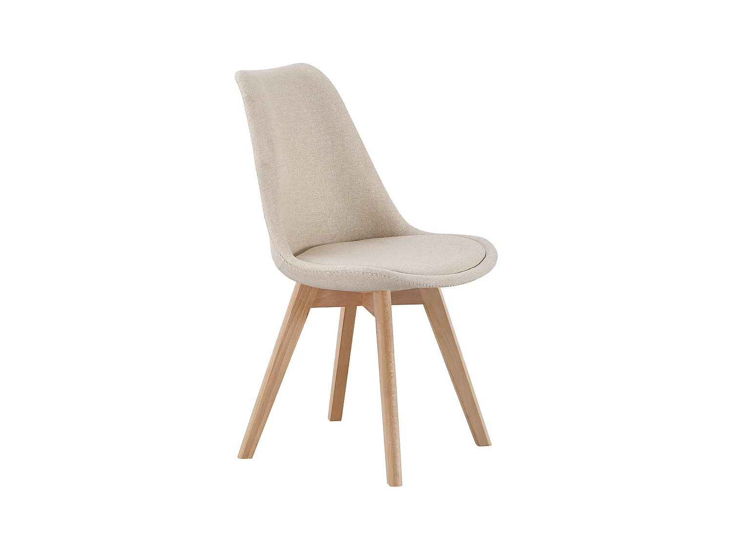 Lot de 4 chaises de salle à manger rembourrés coloris Beige - Longueur 48 x Largeur 54 x Hauteur 84 cm