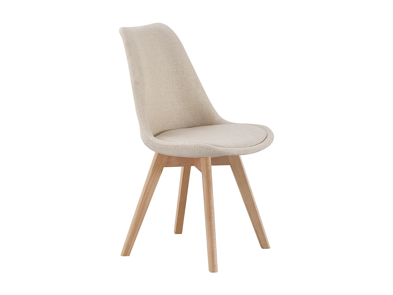 Lot de 4 chaises de salle à manger rembourrés coloris Beige - Longueur 48 x Largeur 54 x Hauteur 84 cm