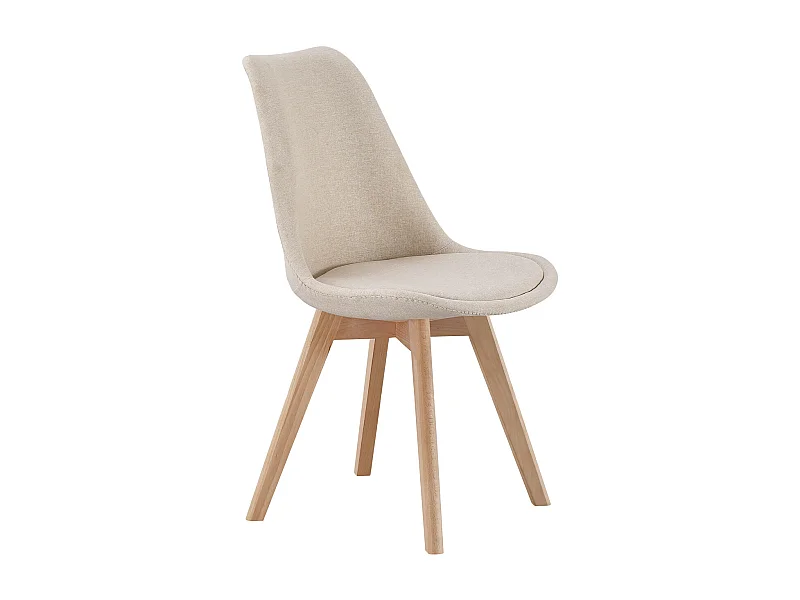 Lot de 4 chaises de salle à manger rembourrés coloris Beige - Longueur 48 x Largeur 54 x Hauteur 84 cm