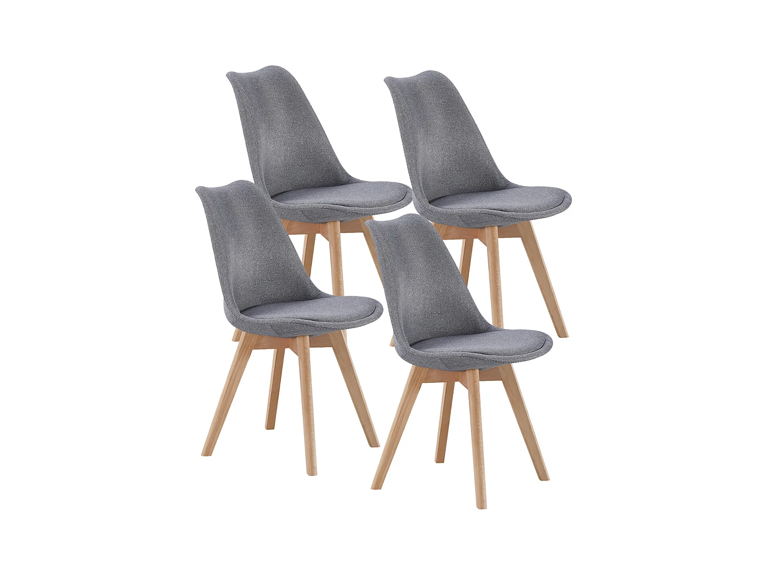 Lot de 4 chaises de salle à manger rembourrés coloris gris - Longueur 48 x Largeur 54 x Hauteur 84 cm