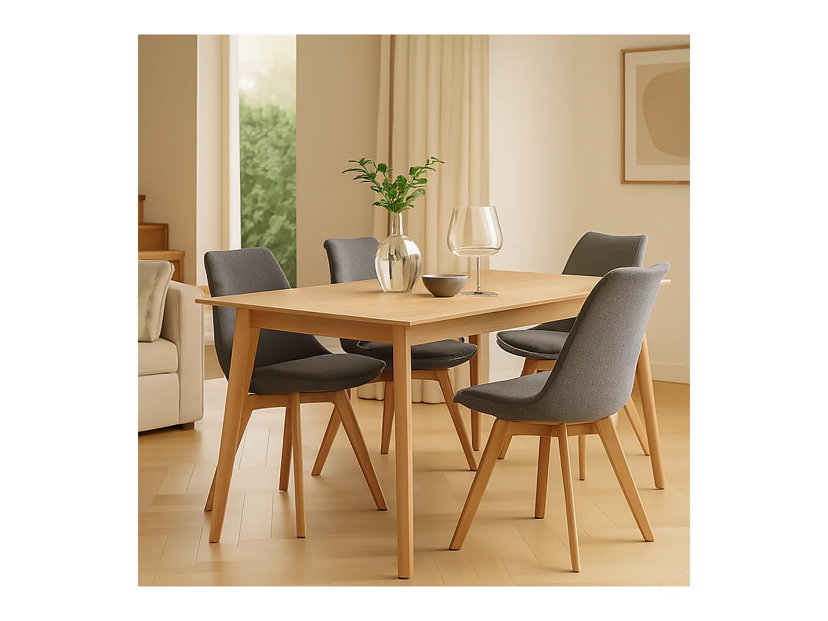 Lot de 4 chaises de salle à manger rembourrés coloris gris - Longueur 48 x Largeur 54 x Hauteur 84 cm