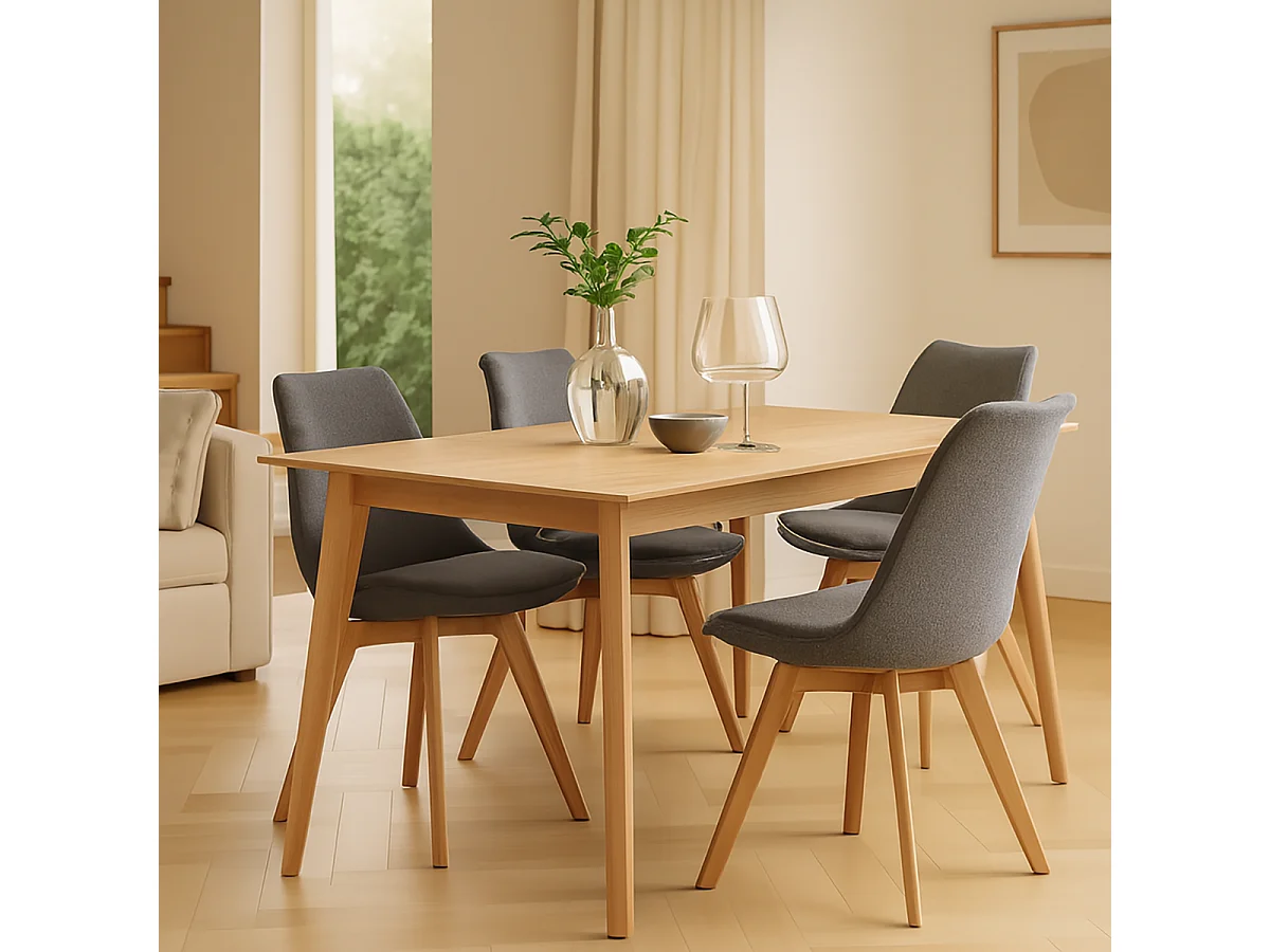 Lot de 4 chaises de salle à manger rembourrés coloris gris - Longueur 48 x Largeur 54 x Hauteur 84 cm