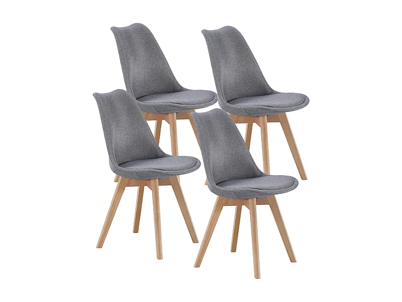 Lot de 4 chaises de salle à manger rembourrés coloris gris - Longueur 48 x Largeur 54 x Hauteur 84 cm