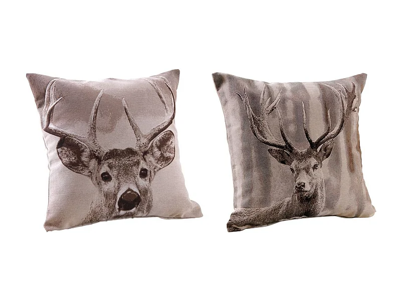 Coussin cerf en coton et polyester 60 x 60 cm (Lot de 2)