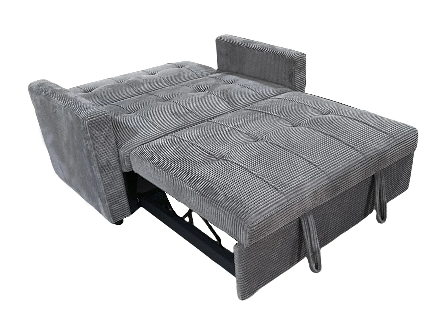 Canapé-lit, canapé 2 places convertible en velours côtelé coloris gris - Longueur 140 x Largeur 99 x Hauteur 88 cm