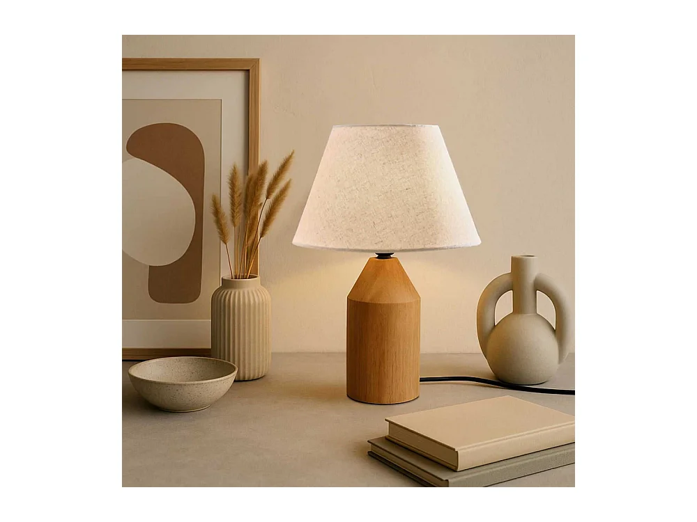 Lampe à poser en bois et PVC Serenity Modèle 1