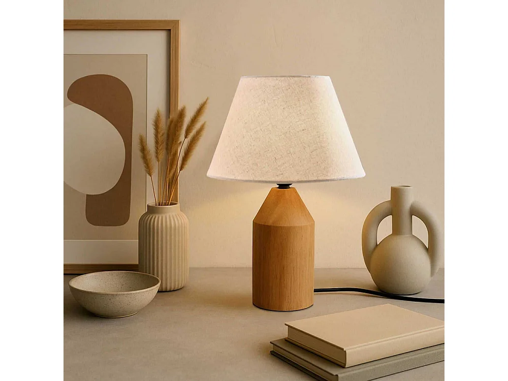 Lampe à poser en bois et PVC Serenity Modèle 1