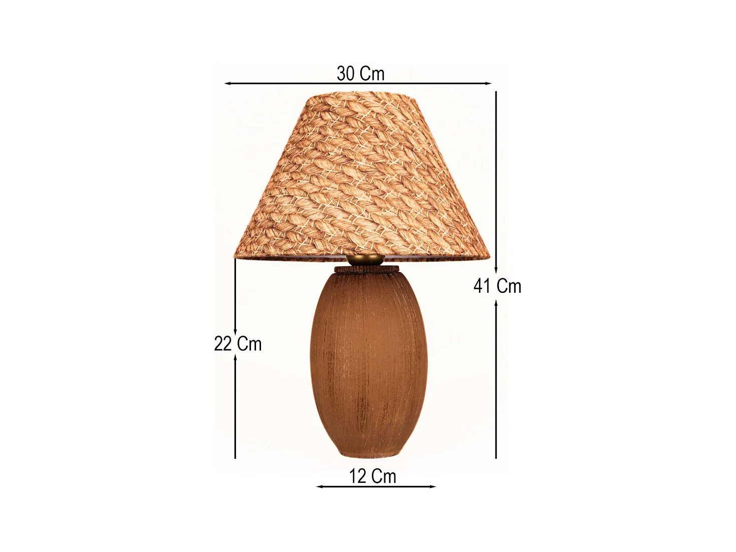 Lampe à poser abat-jour effet rotin Bobo