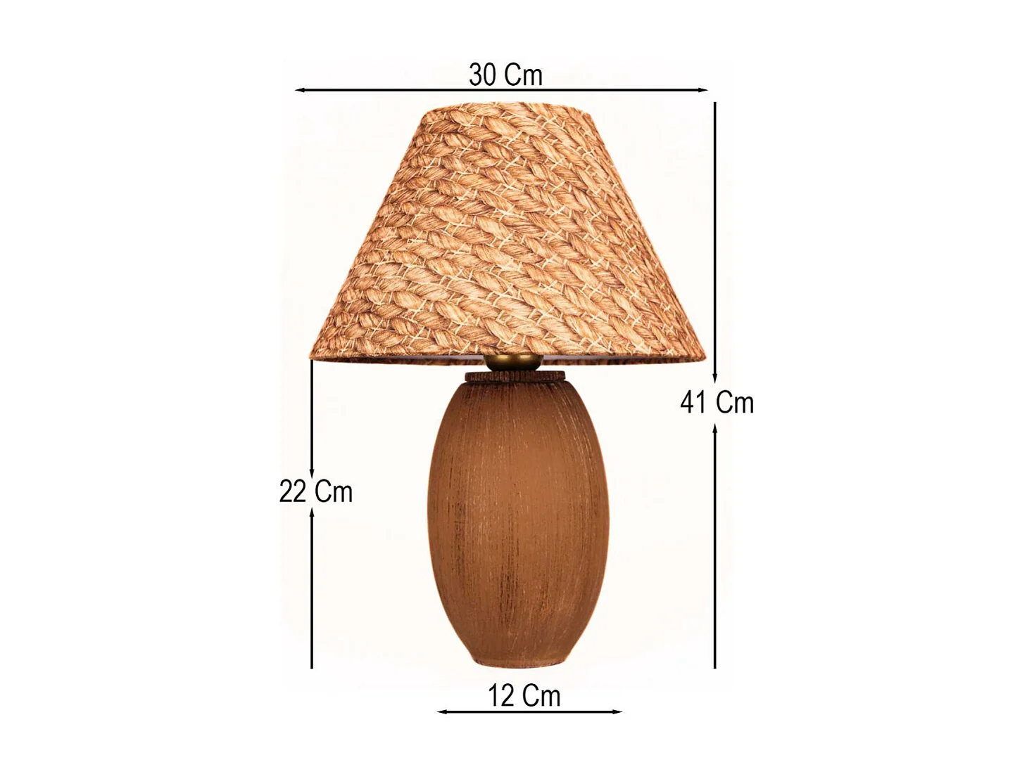 Lampe à poser abat-jour effet rotin Bobo