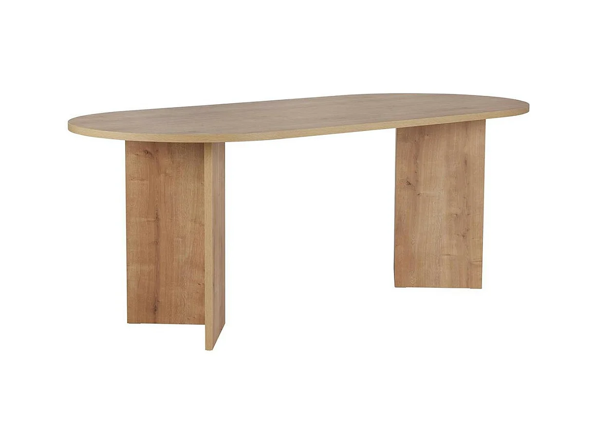 Table à manger ovale effet chêne pieds en V 200 cm MARFA
