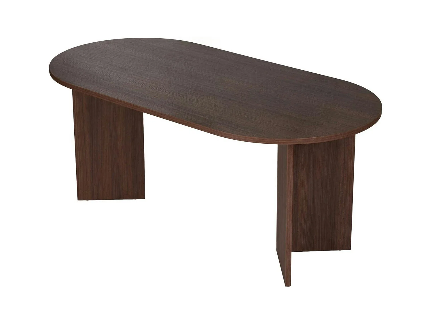 Table à manger ovale effet bois noyer pieds en V 200 cm MARFA