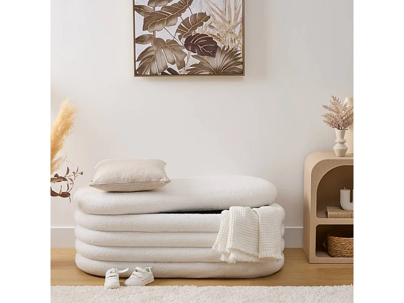 Banc Coffre Bouclette "Giulia" 110cm Blanc