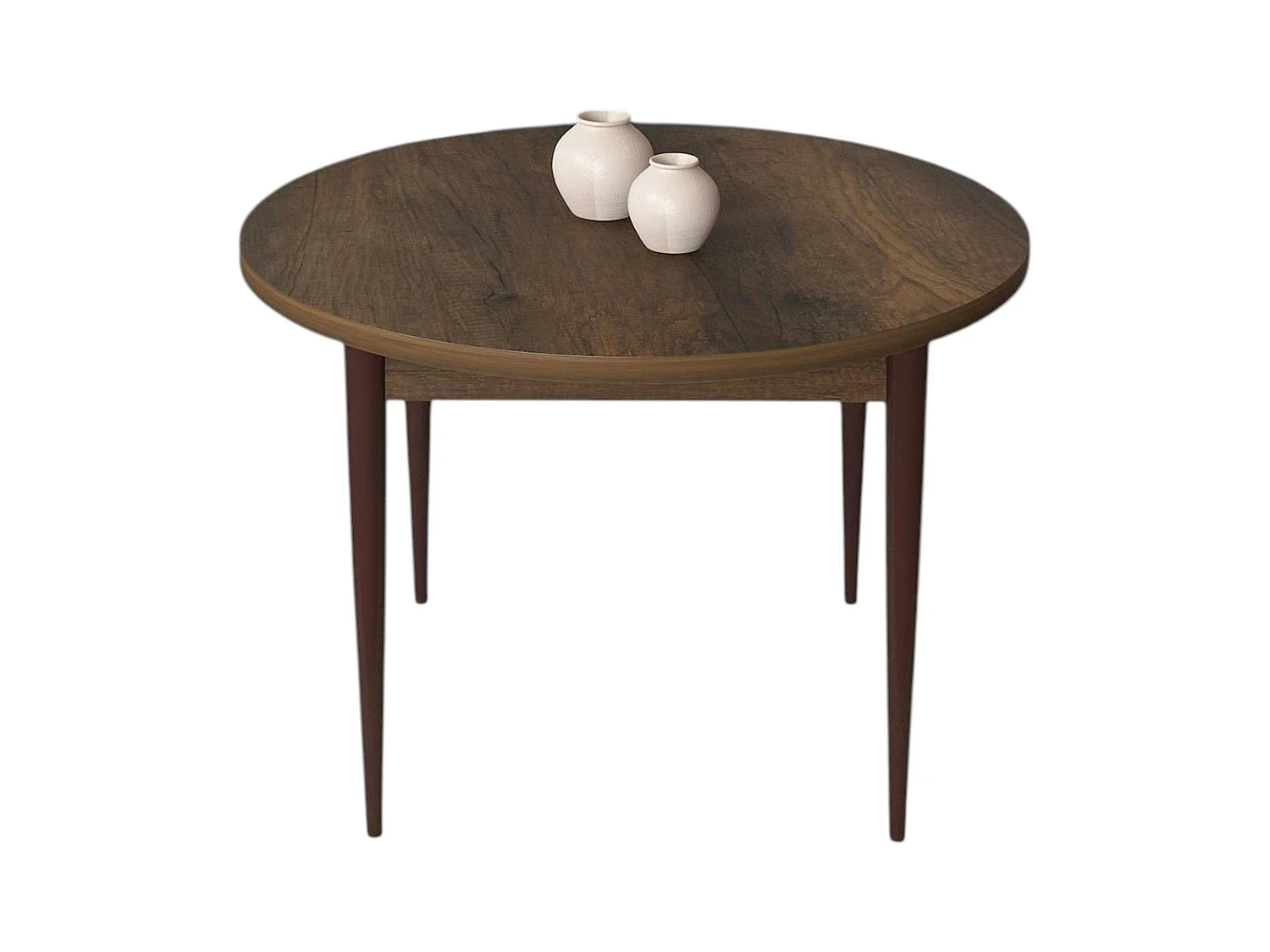Table à manger ronde effet bois noyer foncé  Ø90 cm AROLA