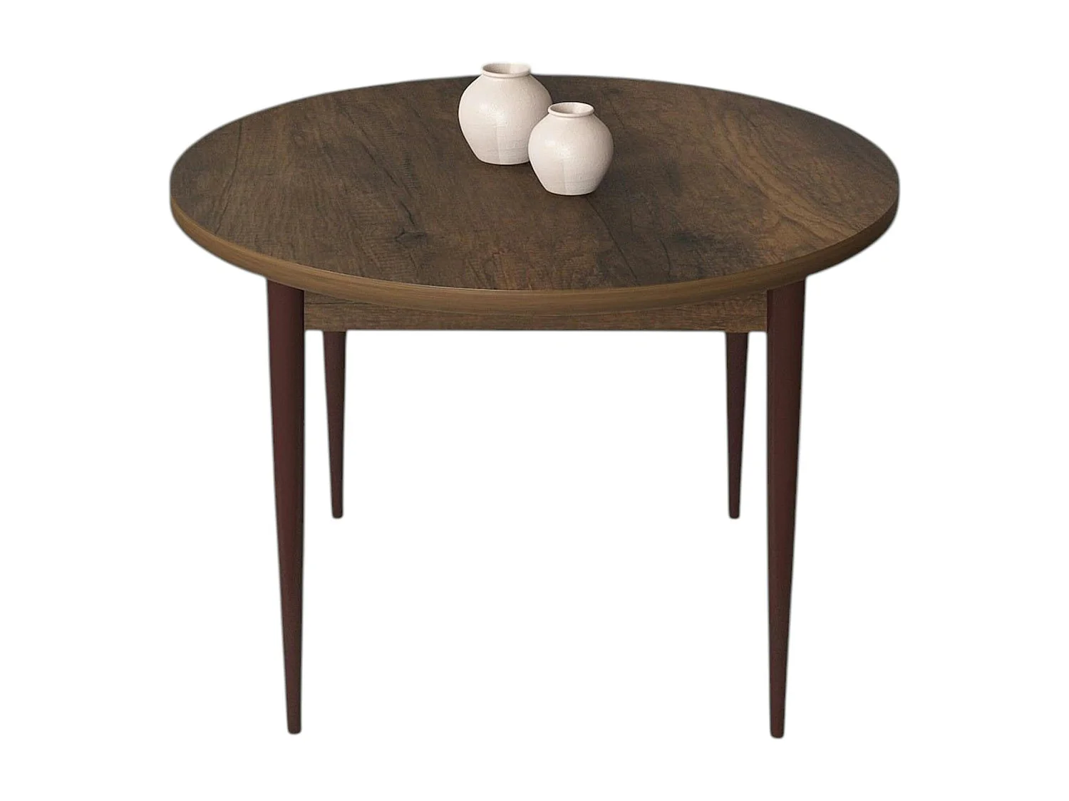 Table à manger ronde effet bois noyer foncé  Ø90 cm AROLA