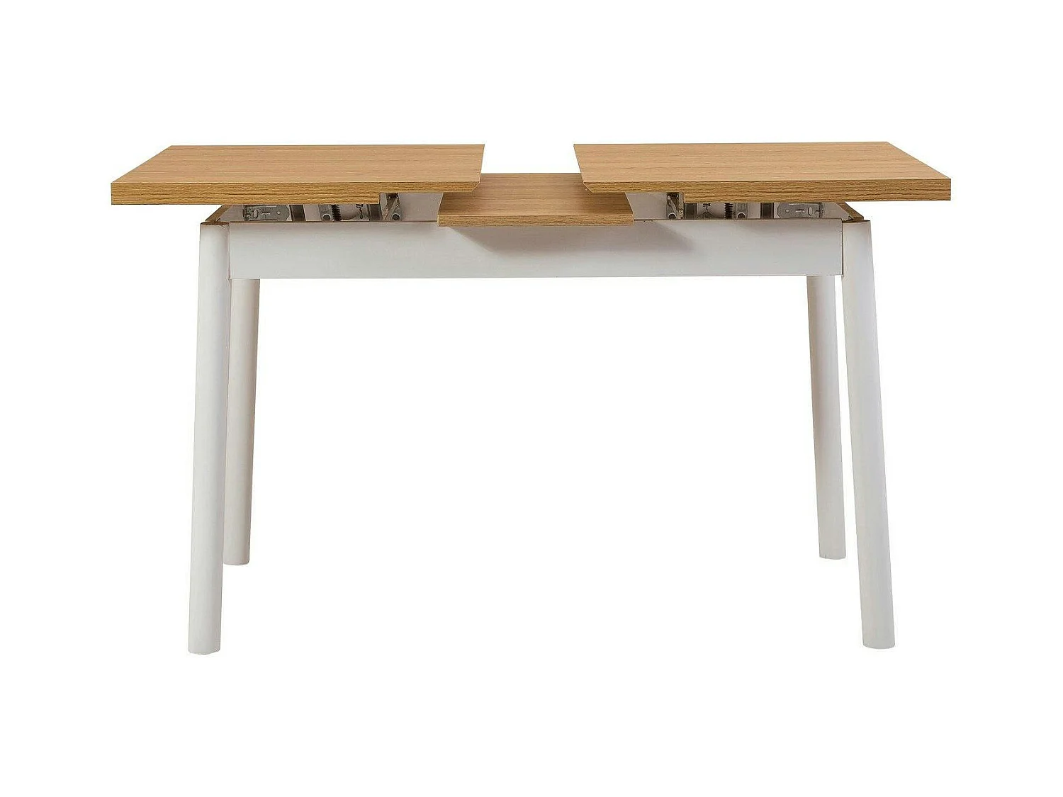 Table extensible blanche plateau effet bois 120-153 cm ARDEN