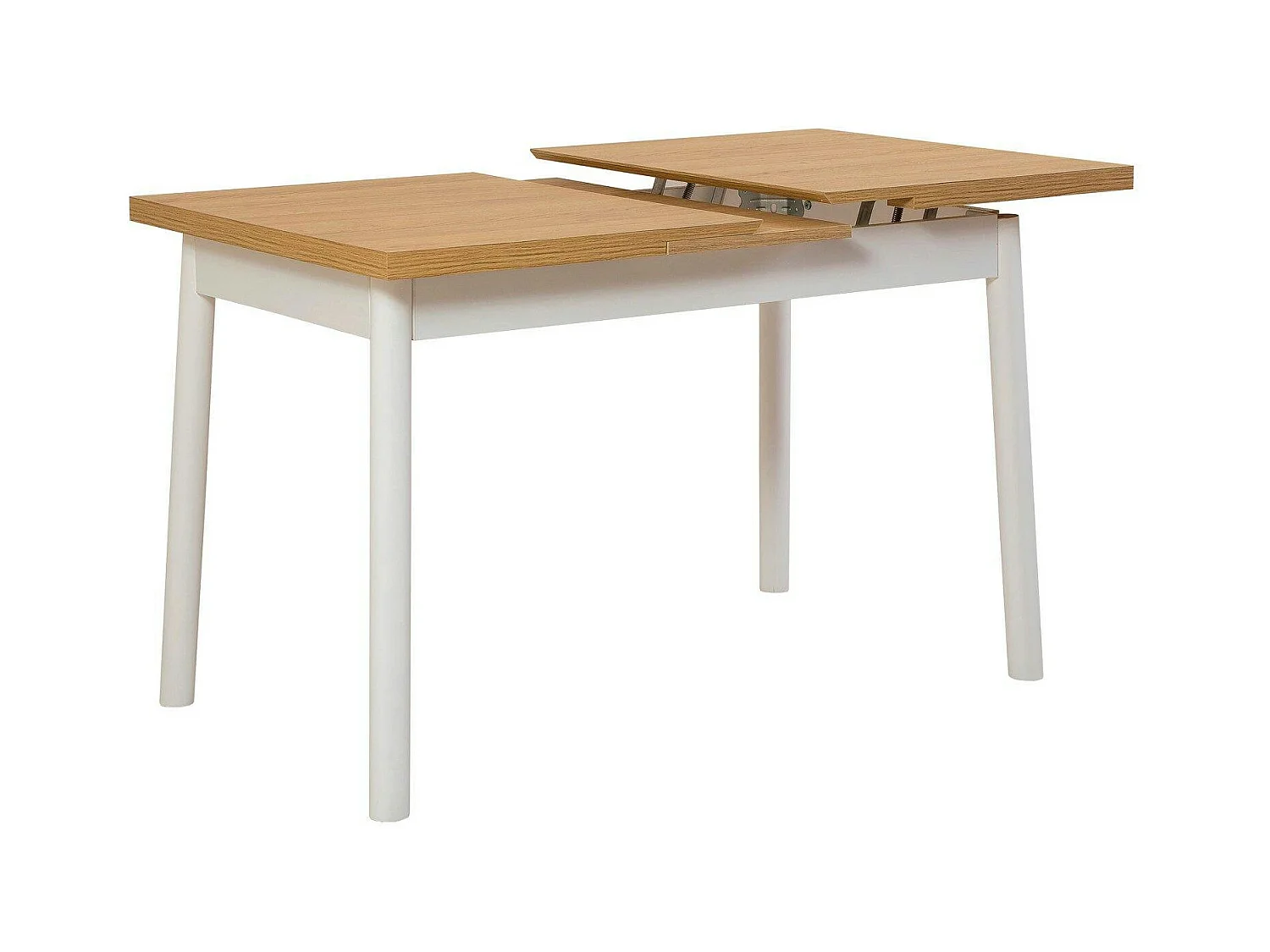 Table extensible blanche plateau effet bois 120-153 cm ARDEN