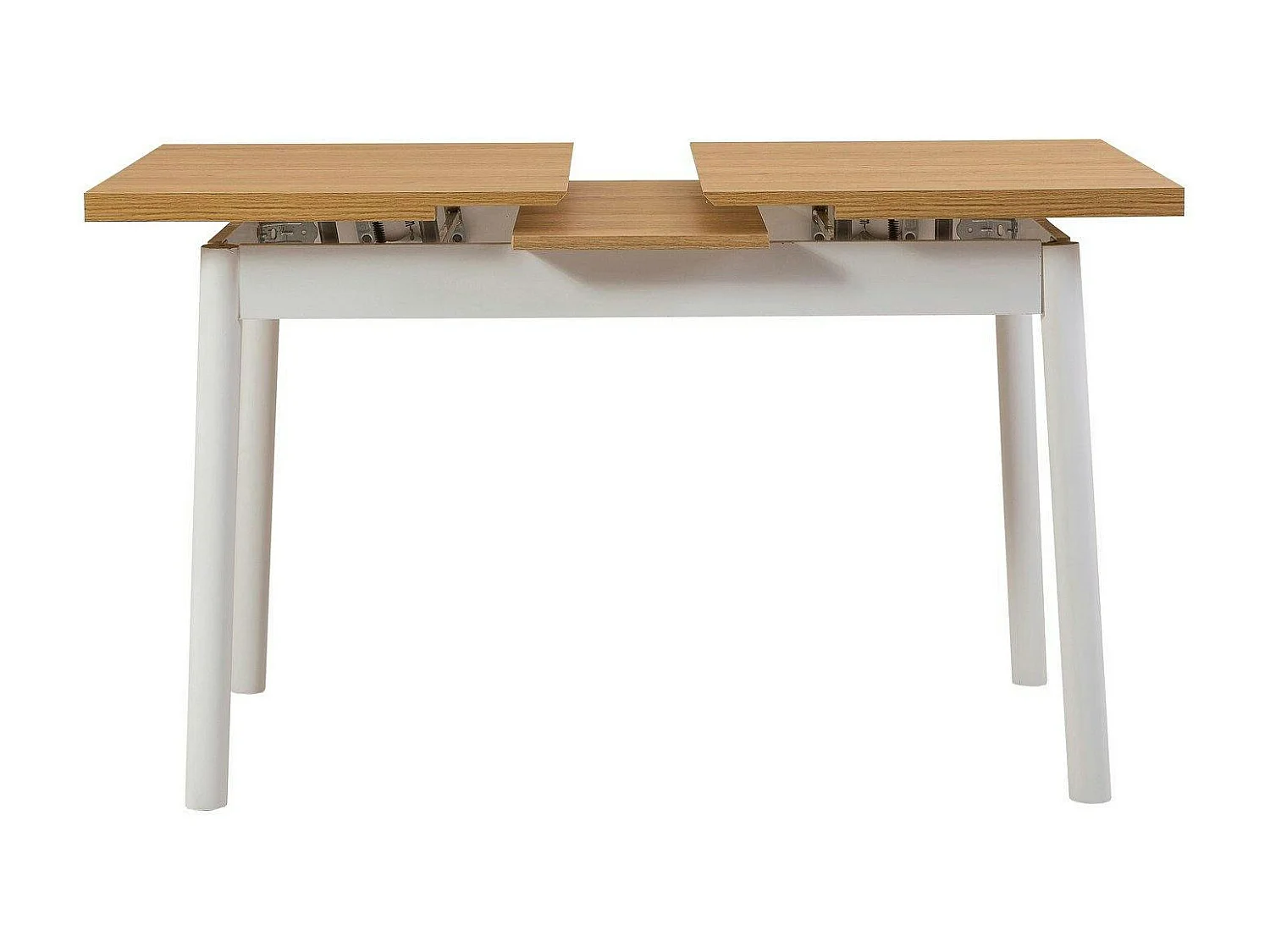 Table extensible blanche plateau effet bois 120-153 cm ARDEN