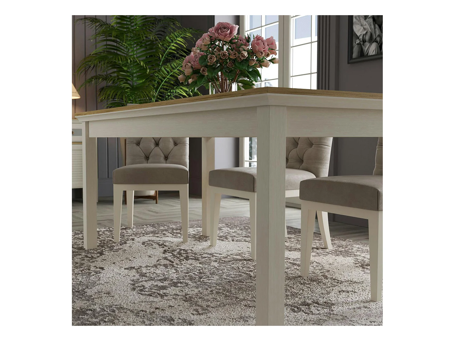 Table à manger rectangulaire moderne pieds gris 180 cm AROLA