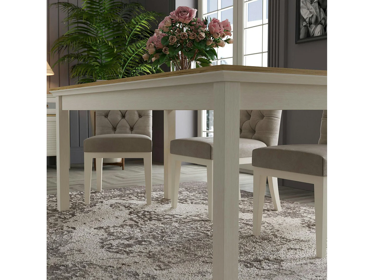 Table à manger rectangulaire moderne pieds gris 180 cm AROLA