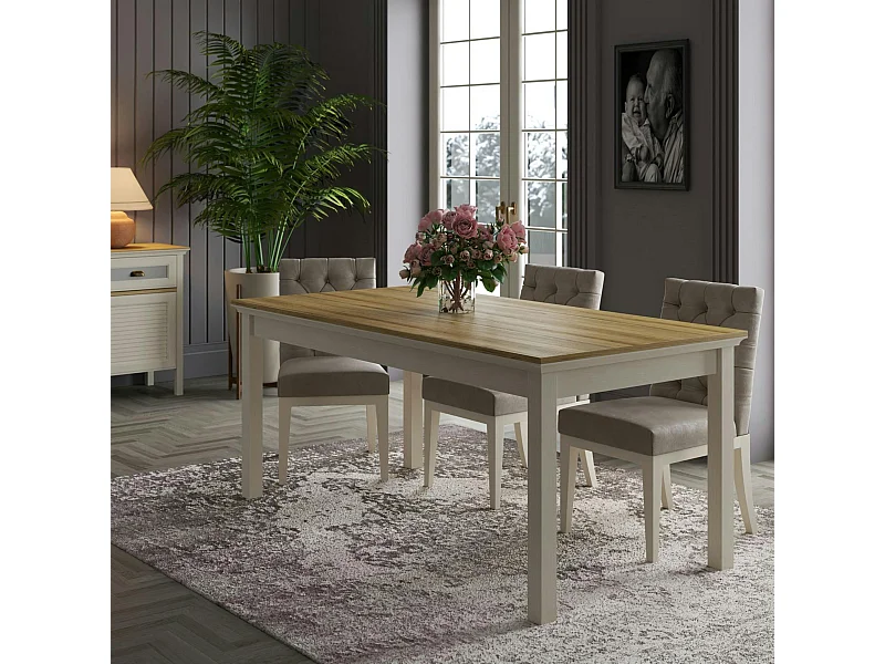 Table à manger rectangulaire moderne pieds gris 180 cm AROLA