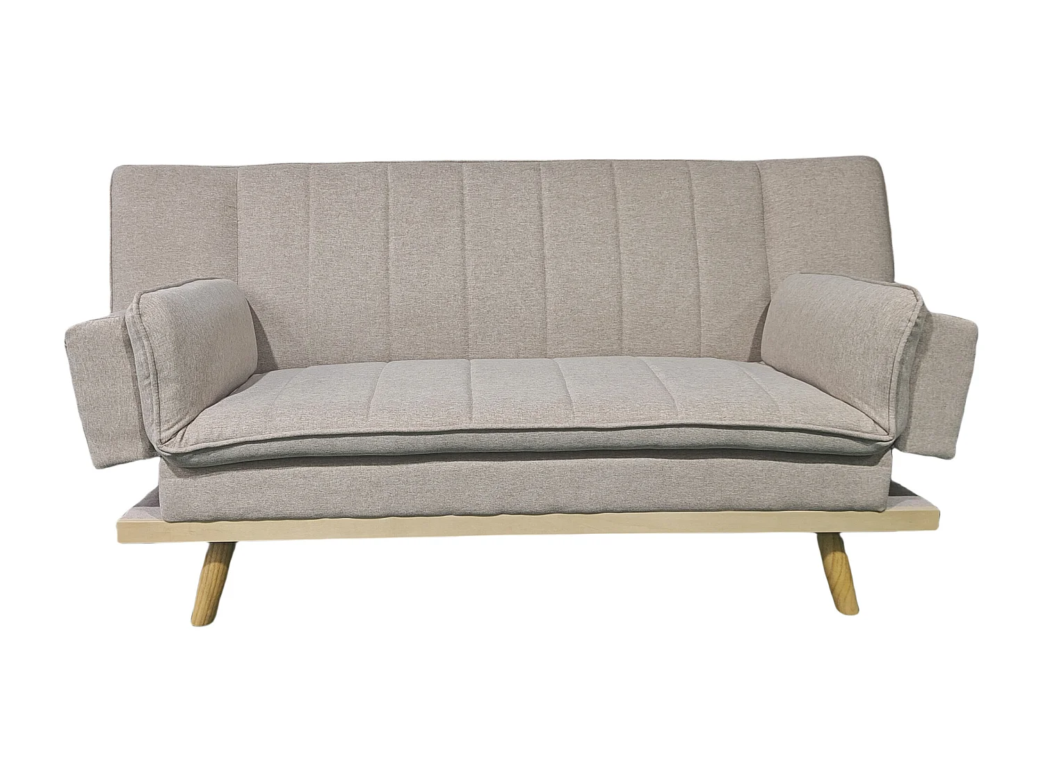 Canapé-lit XL canapé convertible rembourré en Tissu beige - Longueur 189 x Largeur 89 x Hauteur 91 cm