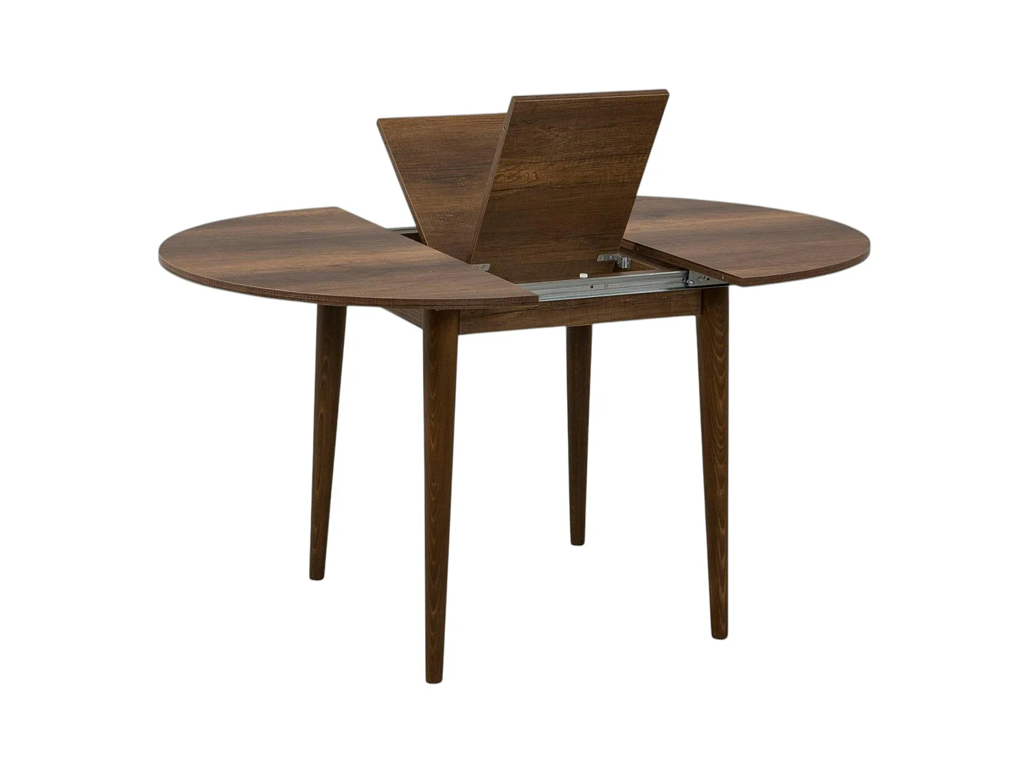 Table ronde extensible effet noyer Ø100-131 cm ORINA