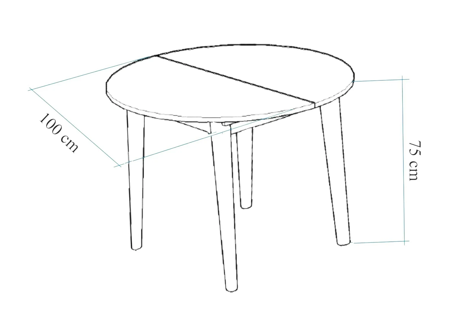 Table ronde extensible effet noyer Ø100-131 cm ORINA