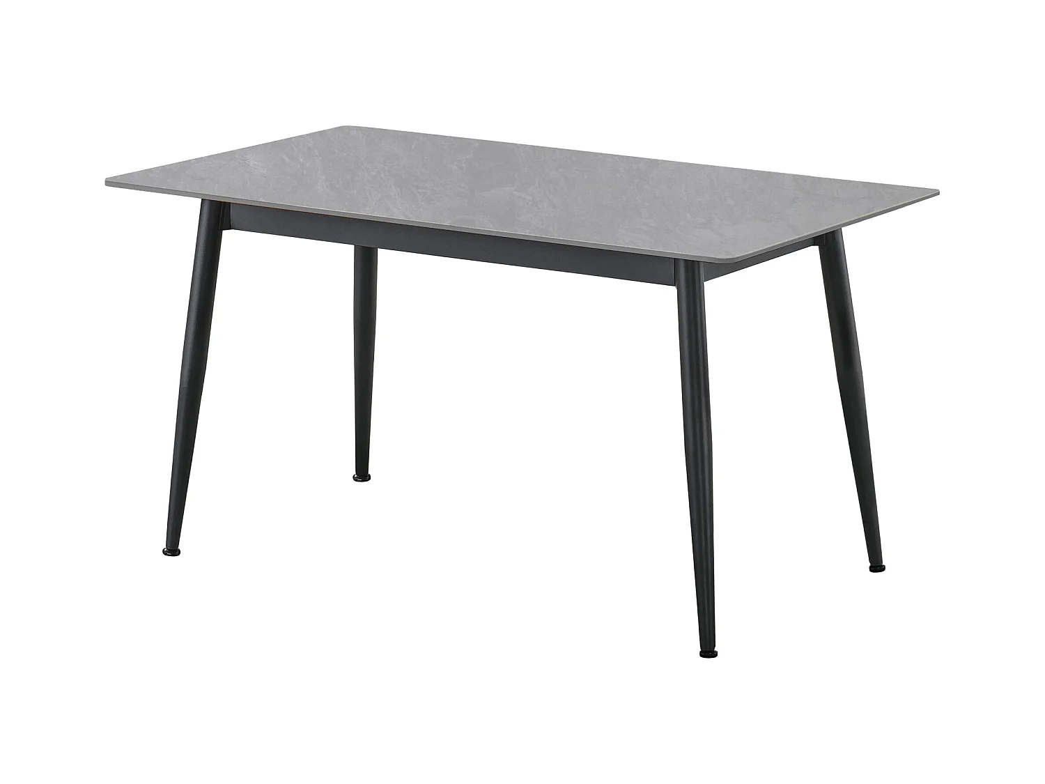 Table à manger rectangulaire coloris effet marbre gris et pieds en métal Noir - Longueur 140 x Largeur 80 x Hauteur 75 cm