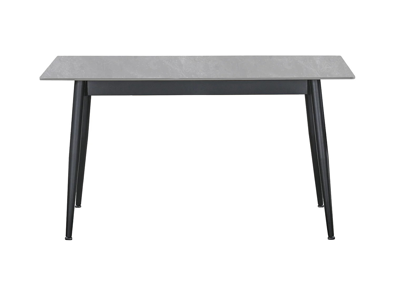 Table à manger rectangulaire coloris effet marbre gris et pieds en métal Noir - Longueur 140 x Largeur 80 x Hauteur 75 cm