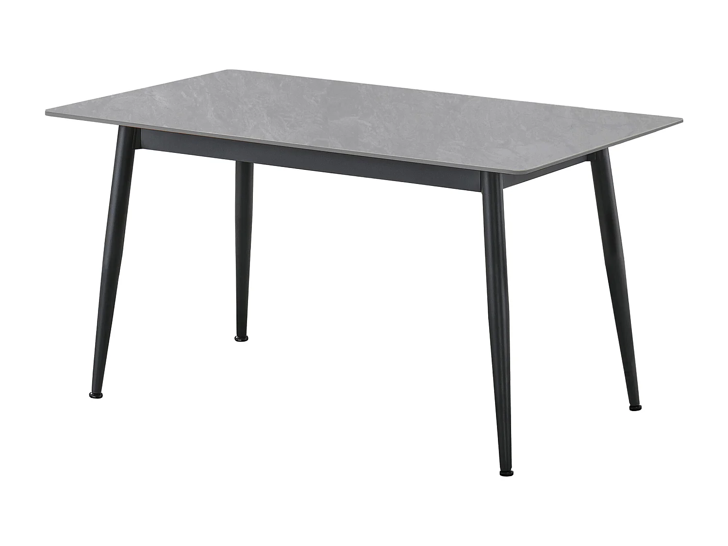 Table à manger rectangulaire coloris effet marbre gris et pieds en métal Noir - Longueur 140 x Largeur 80 x Hauteur 75 cm