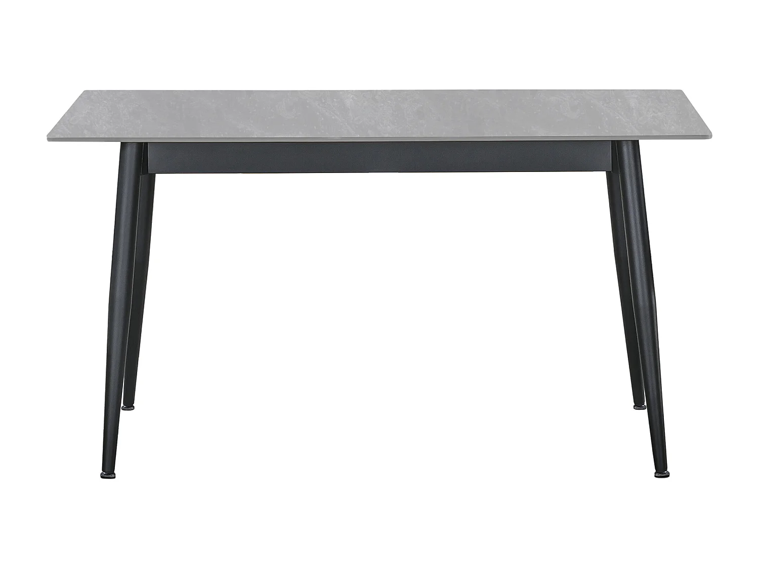 Table à manger rectangulaire coloris effet marbre gris et pieds en métal Noir - Longueur 140 x Largeur 80 x Hauteur 75 cm