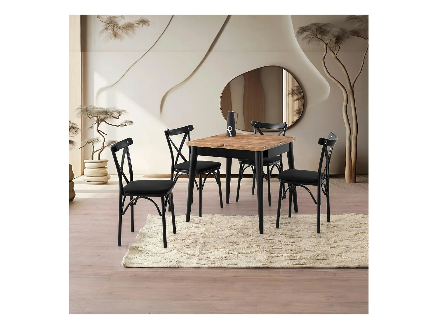 Table de cuisine extensible effet pin 80-160 cm UMEA