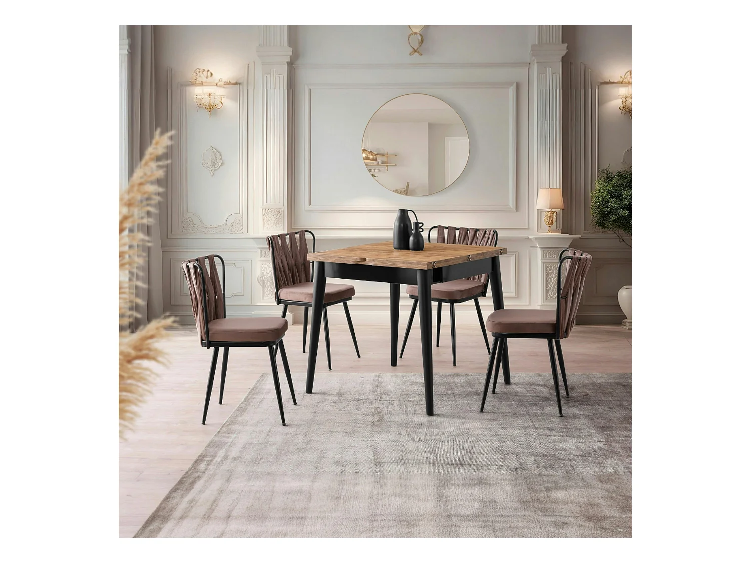 Table de cuisine extensible effet pin 80-160 cm UMEA