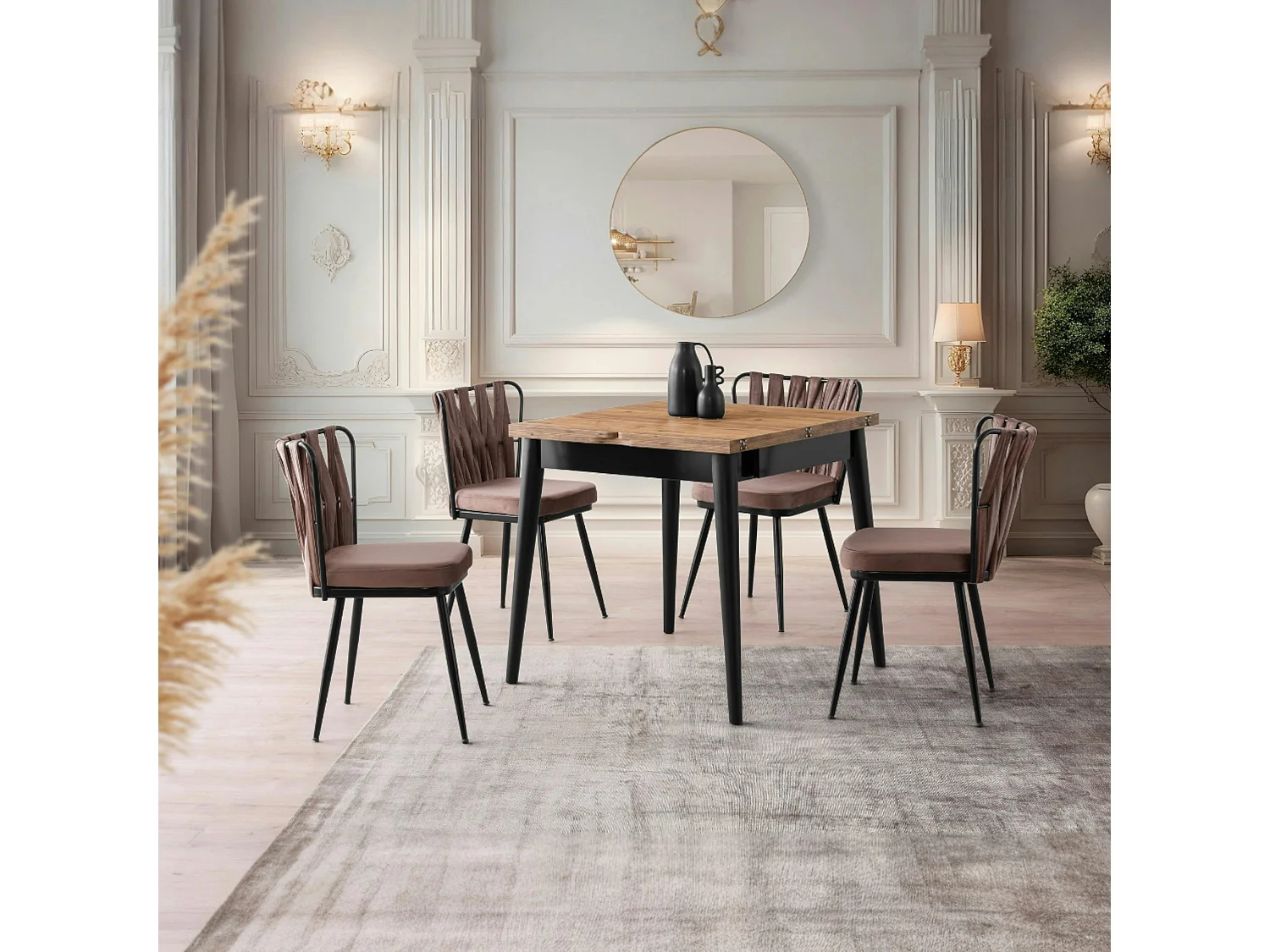 Table de cuisine extensible effet pin 80-160 cm UMEA