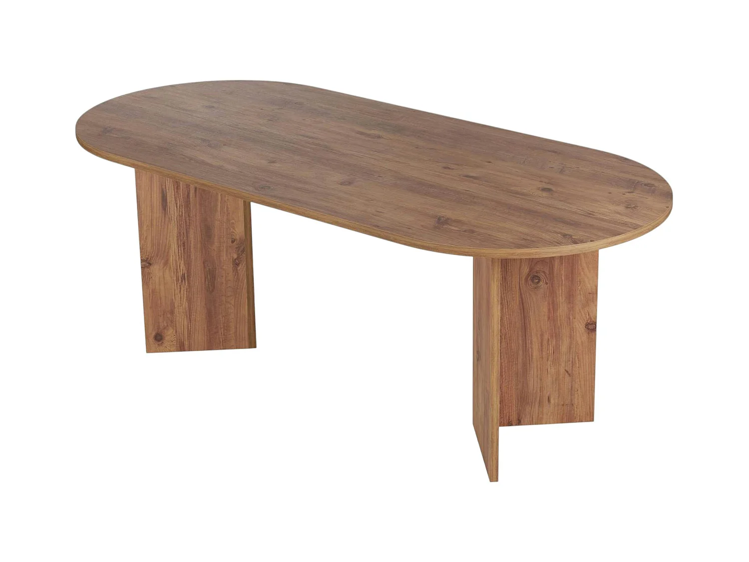 Table à manger ovale effet pin pieds en V 200 cm MARFA