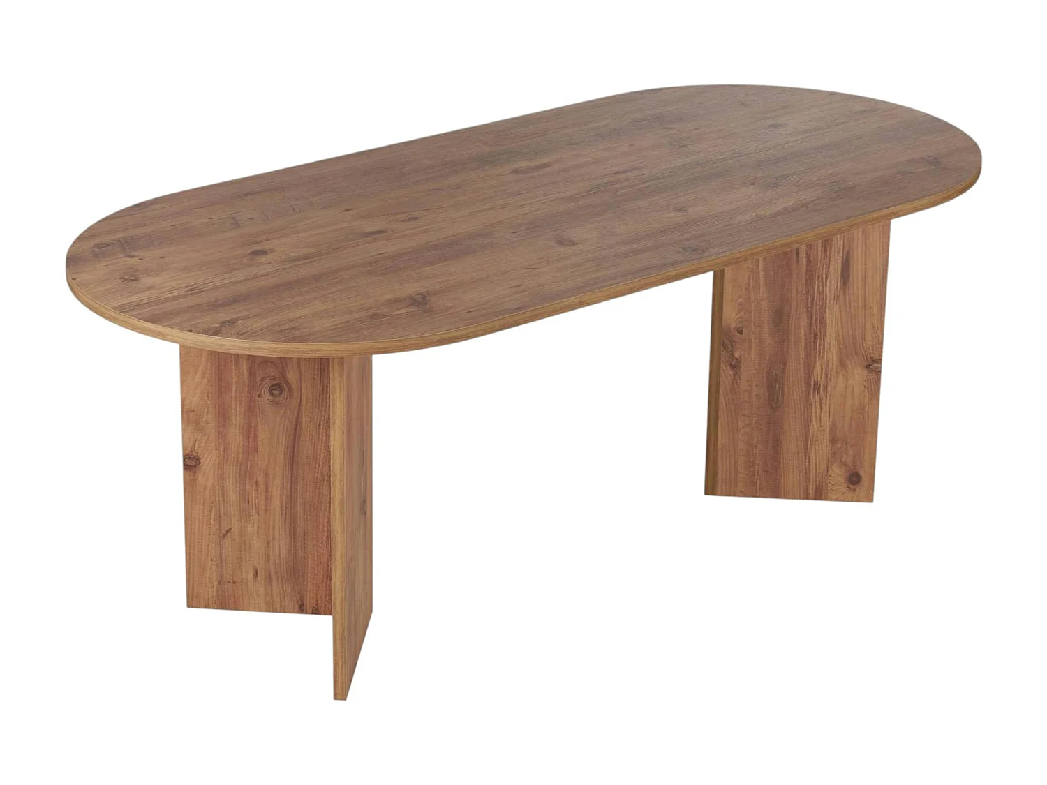 Table à manger ovale effet pin pieds en V 200 cm MARFA