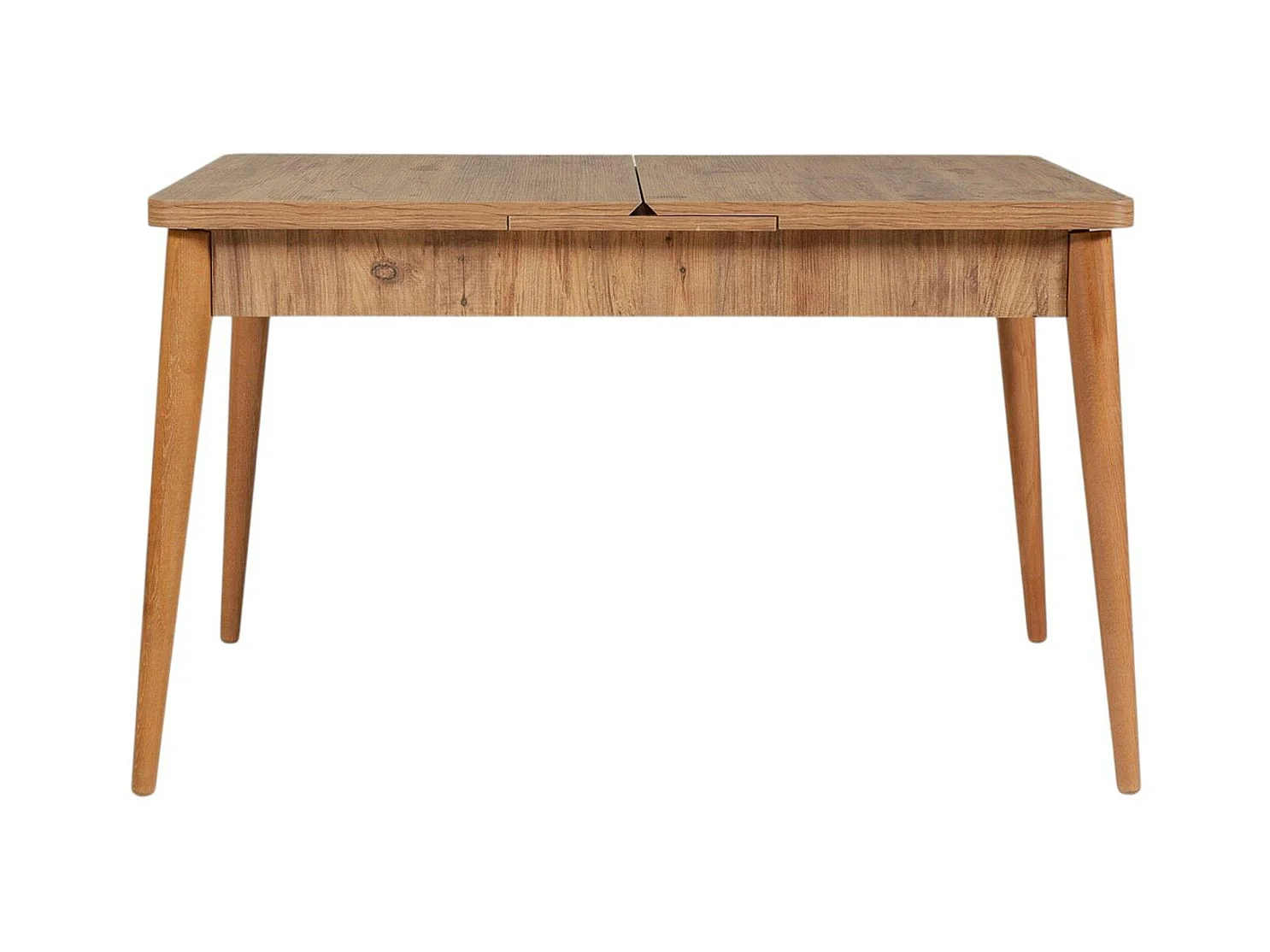 Table extensible effet pin, rangement intégré 130-165 cm ORINA