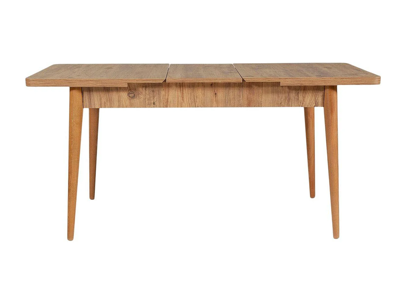 Table extensible effet pin, rangement intégré 130-165 cm ORINA