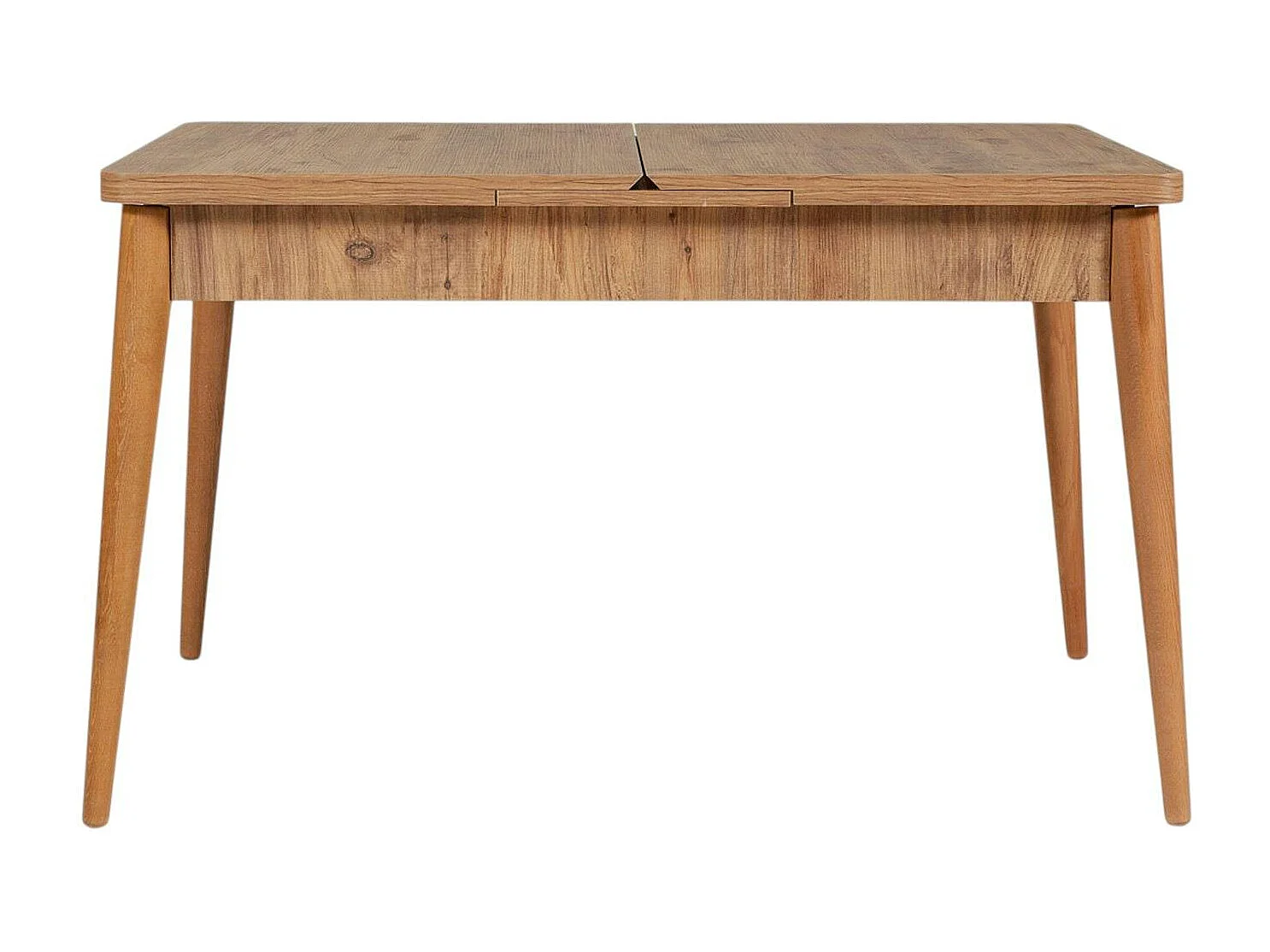 Table extensible effet pin, rangement intégré 130-165 cm ORINA