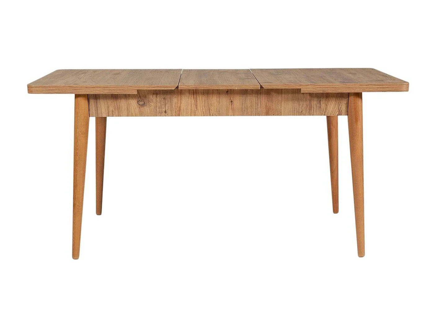 Table extensible effet pin, rangement intégré 130-165 cm ORINA