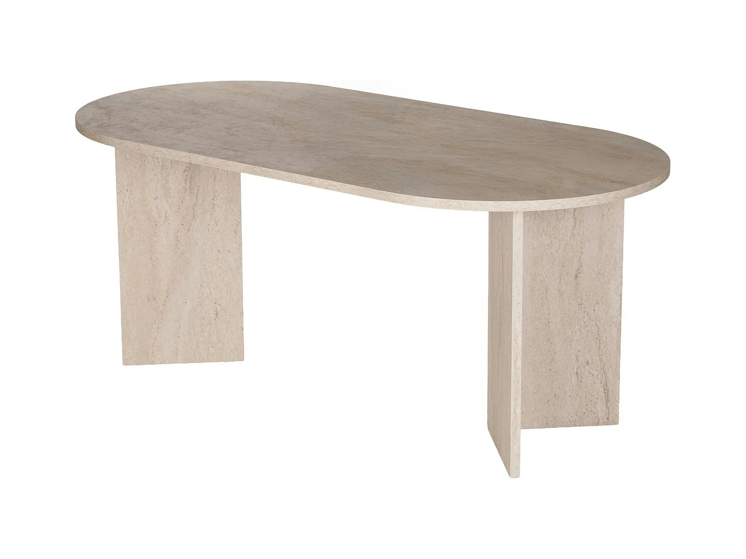 Table à manger ovale effet travertin pieds en V 200 cm MARFA