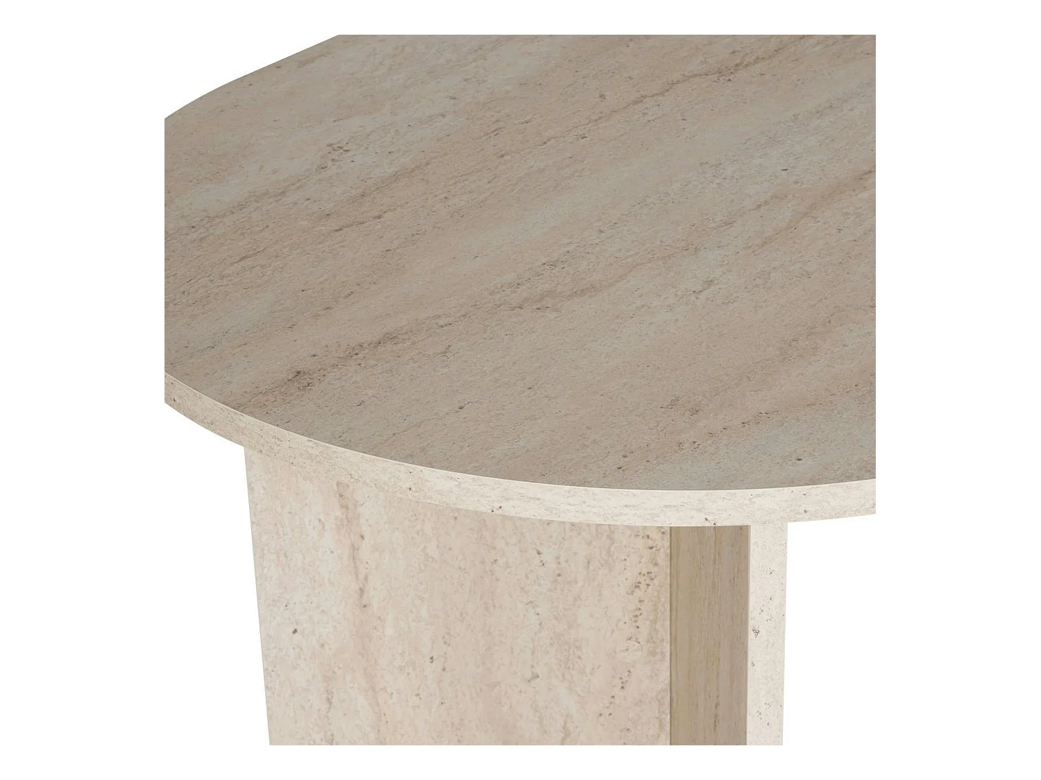 Table à manger ovale effet travertin pieds en V 200 cm MARFA