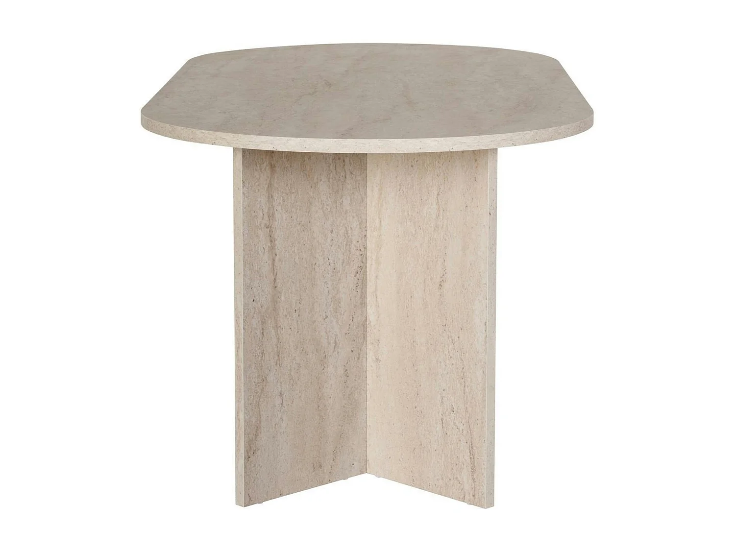 Table à manger ovale effet travertin pieds en V 200 cm MARFA