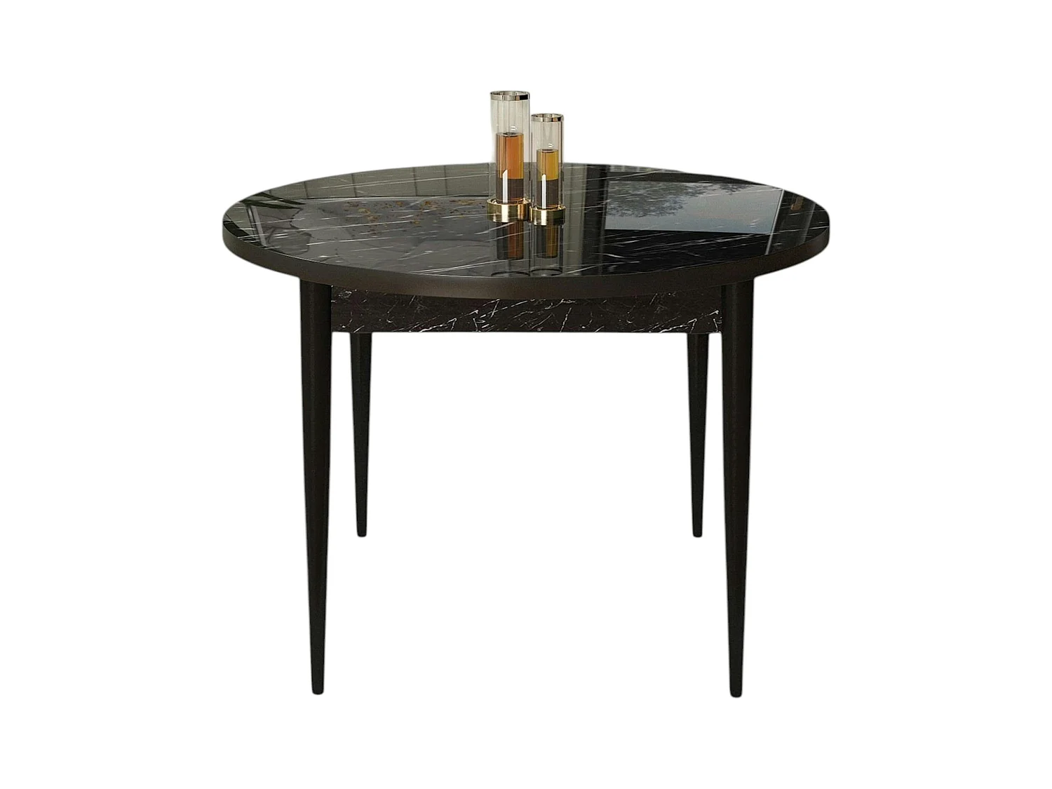 Table à manger ronde noire décor marbré  Ø90 cm LUNOR